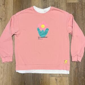 Y2K Tyakasha Streetwear Fart Flowerman Crewneck Sweater M Pink Whimsical Rare